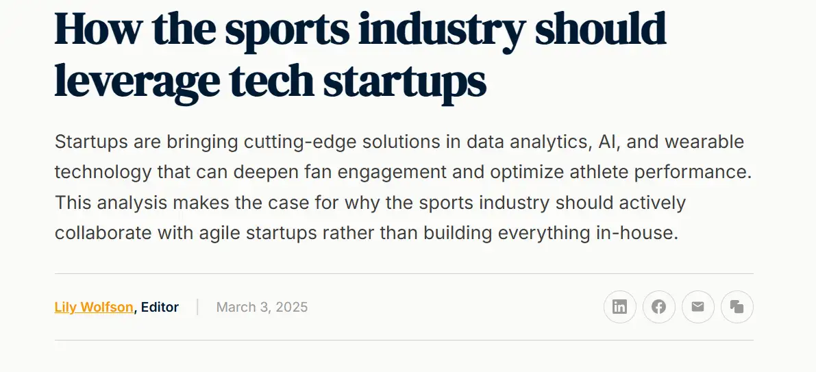 This article explores how the sports industry can benefit from partnerships with tech startups, highlighting ROOK as a key example.
